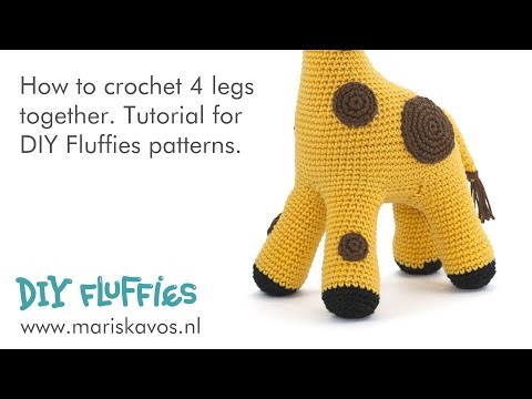 How to crochet 4 legs together. Tutorial for DIY Fluffies Amigurumi patterns.